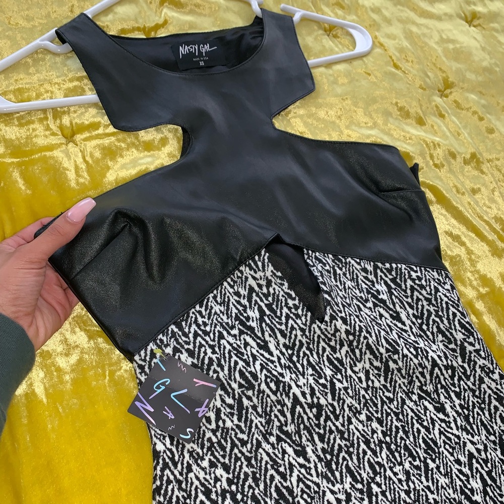 Black and White Leather Dress